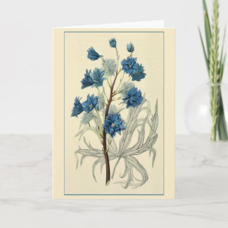 Carte Fleur de Larkspur bleu Vintage