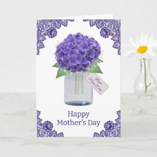 Carte Fleur de lilas rustique dentelle Hydrangea Fête de
