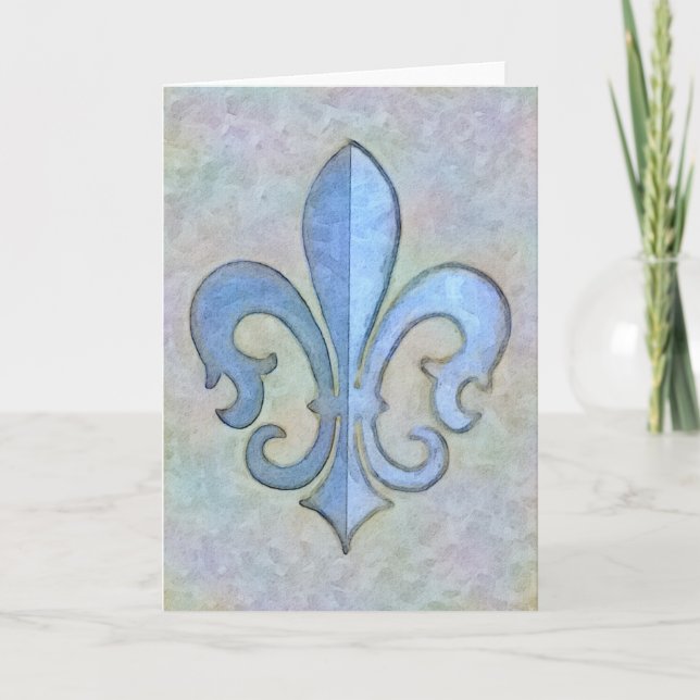 Carte Fleur De Lis Bleu Doux (Devant)