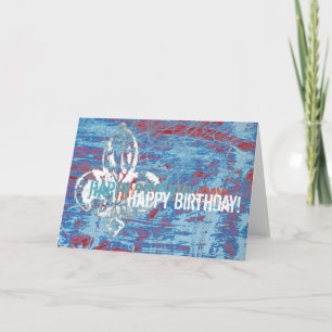 Carte fleur de lis Grunge Anniversaire