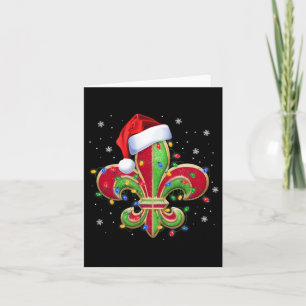 Carte Fleur De Lis Ornement De Noël Avec Santa Hat Xma