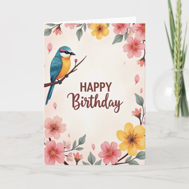 Carte Fleur de l'Oiseau Joyeux (Devant)