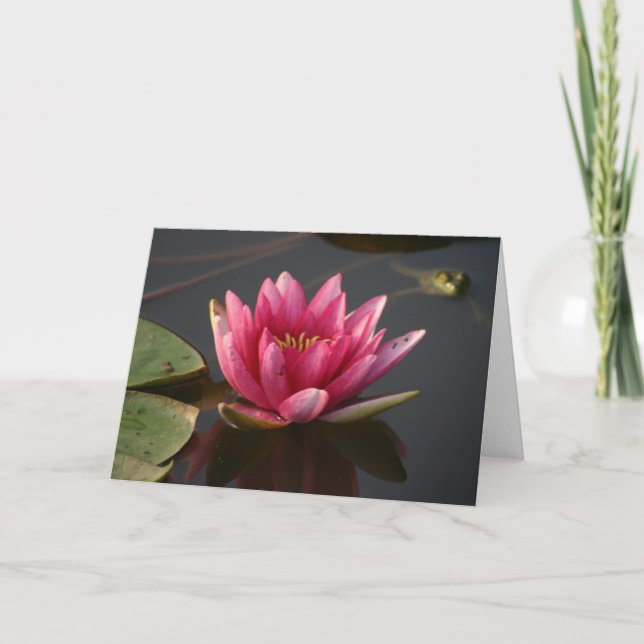 Carte Fleur de lotus avec grenouille (Devant)