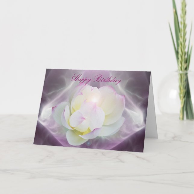 Carte Fleur de lotus blanc heureux anniversaire (Devant)