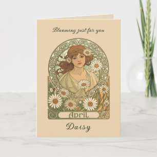 Carte Fleur de marguerite vintage Art Nouveau