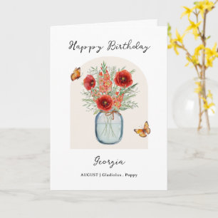 Carte Fleur de naissance du mois d'août Anniversaire