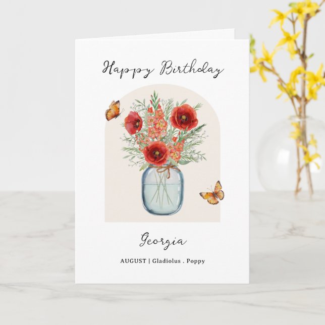 Carte Fleur de naissance du mois d'août Anniversaire (Fleur jaune)