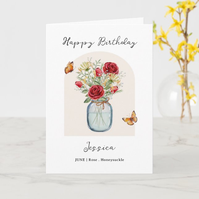Carte Fleur de naissance du mois de juin pour anniversai (Fleur jaune)