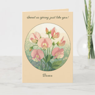 Carte Fleur de naissance du mois de Sweet Pea Élégance