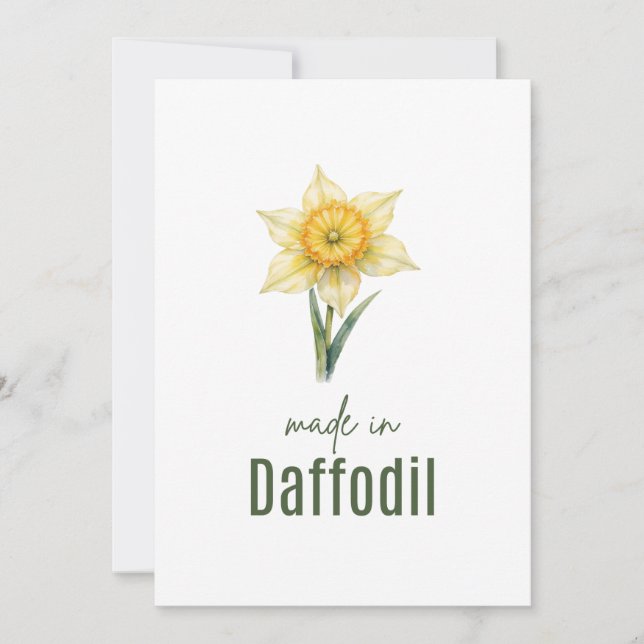 carte fleur de naissance du narcisse de mars aquar (Devant)