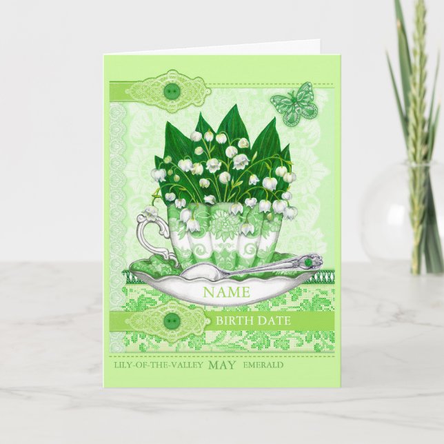 Carte Fleur de naissance et Gem May Word Game Card (Devant)
