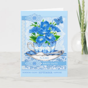 Carte Fleur de naissance et Gem Septembre Word Game Card