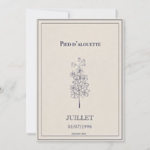 Carte fleur de naissance juillet pied d’alouette