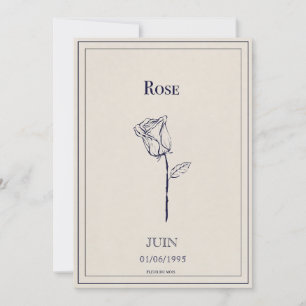 Carte fleur de naissance mois de juin rose