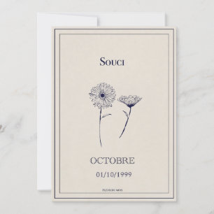 Carte fleur de naissance octobre, soucis