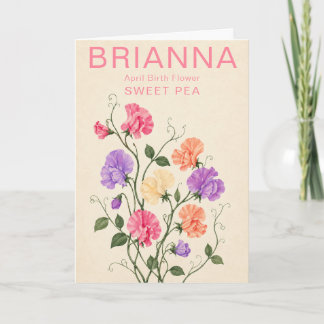 Carte Fleur de naissance personnalisée de pois de senteu