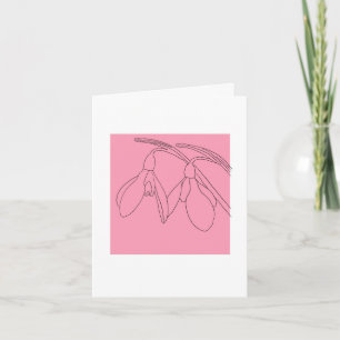 Carte Fleur de perce-neige rose et noire