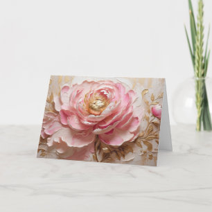 Carte Fleur de pivoine rose et or Pastel