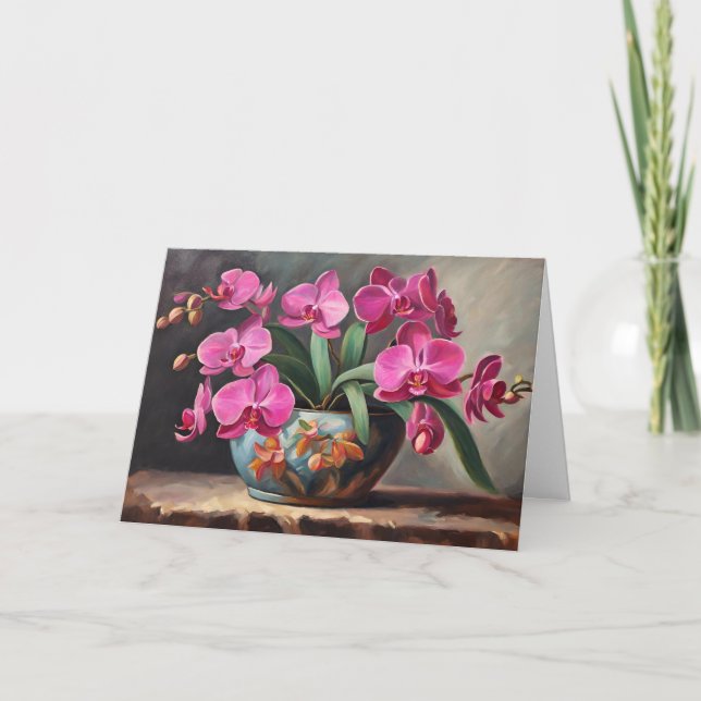 Carte Fleur de plante d'orchidée rose nature morte  (Devant)