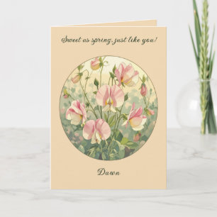 Carte Fleur de pois de senteur Art Nouveau