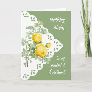 Carte Fleur de rose jaune vintage