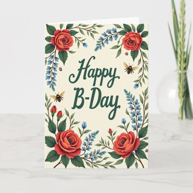 Carte Fleur de Rose Rayée (Devant)