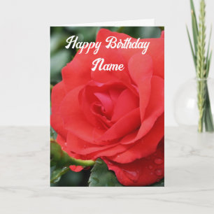 Carte Fleur de rose rouge Anniversaire personnalisé