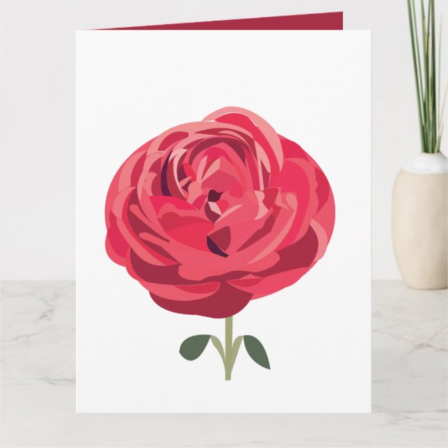 Carte Fleur de Rose Rouge Florale Rose Rouge Félicitatio (Devant)