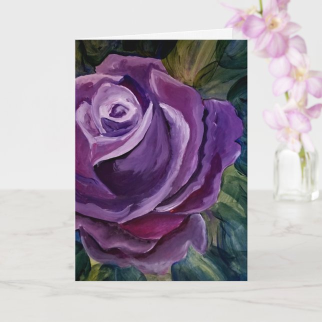 Carte Fleur de rose violette unique (Orchidée)