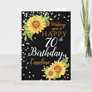 Carte Fleur de soleil d'anniversaire de 70e