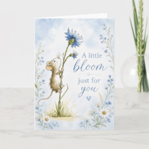 Carte Fleur de Souris Pensant à Vous Amitié Florale Blan