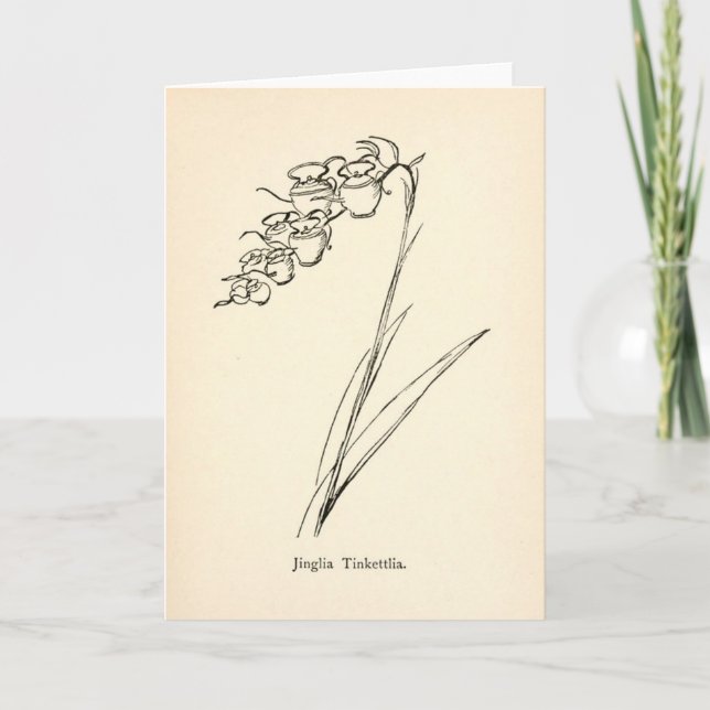 Carte Fleur de théière illustration vintage nonsens bota (Devant)