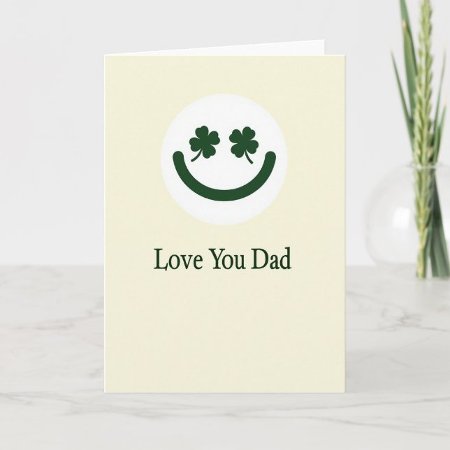 Carte Fleur de Trèfle Chanceux J'aime Papa (Devant)
