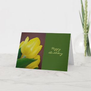 Carte Fleur de tulipe de jaune de joyeux anniversaire