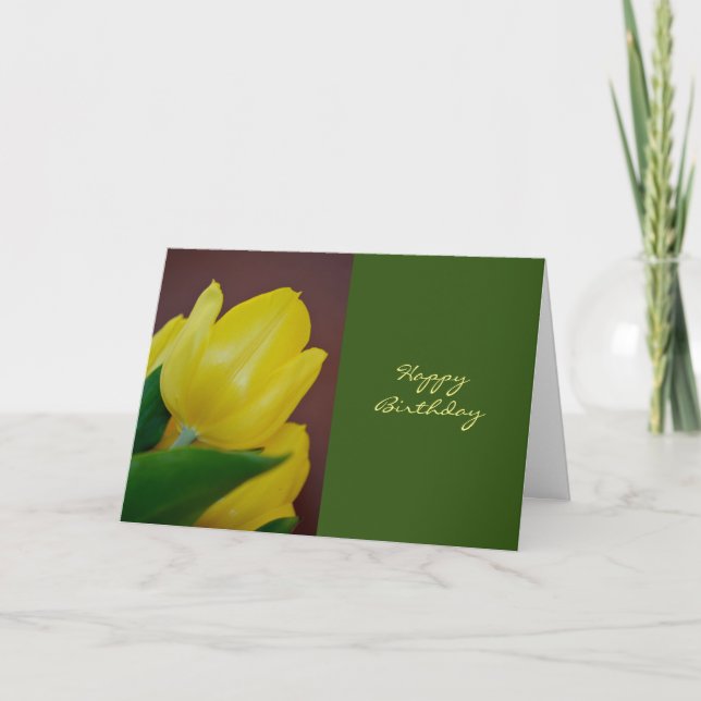 Carte Fleur de tulipe de jaune de joyeux anniversaire (Devant)