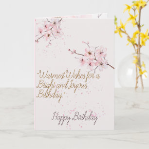 Carte 	Fleur d'Elegant Cerisier Rose Fleurie Joyeux Anni