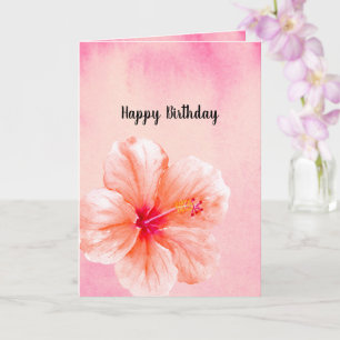 Carte Fleur d'Hibiscus Rose Tropicale Anniversaire