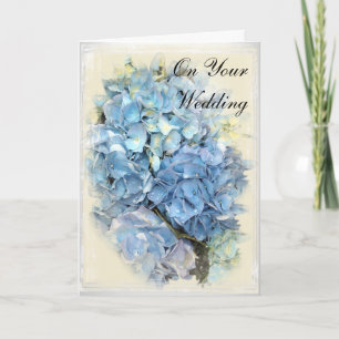 Carte Fleur d'hortensia bleu jour de mariage