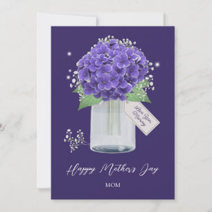 Carte Fleur d'Hydrangea violette Bonne fête des mères