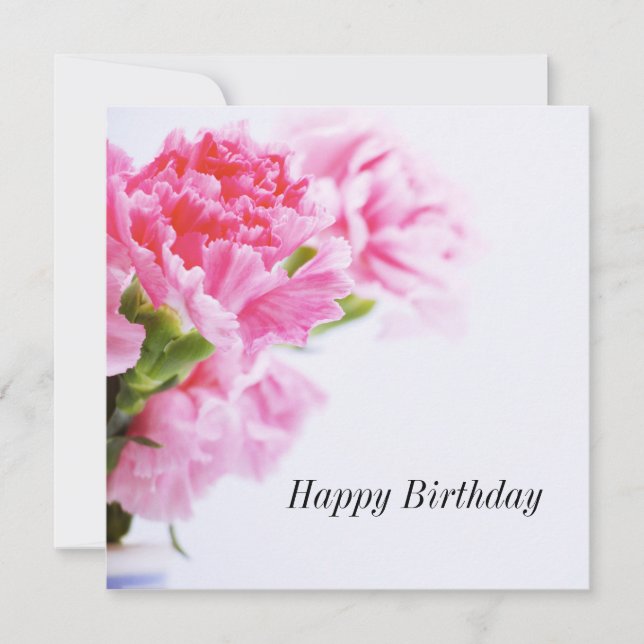 Carte Fleur d'oeillet rose Joyeux anniversaire (Devant)