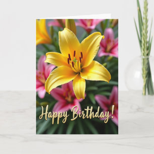 Carte Fleur Dorée Rayée