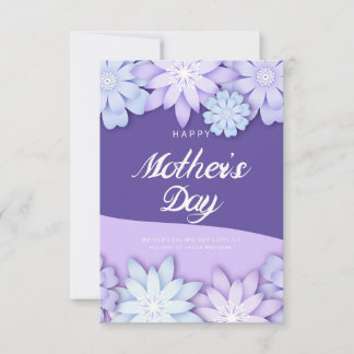 Carte Fleur d'origami violet créative pour la fête des m