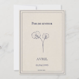 Carte fleur du mois de naissance avril 
