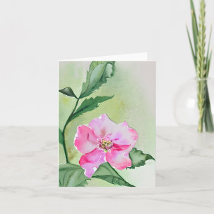 Carte Fleur en aquarelle rose personnalisable