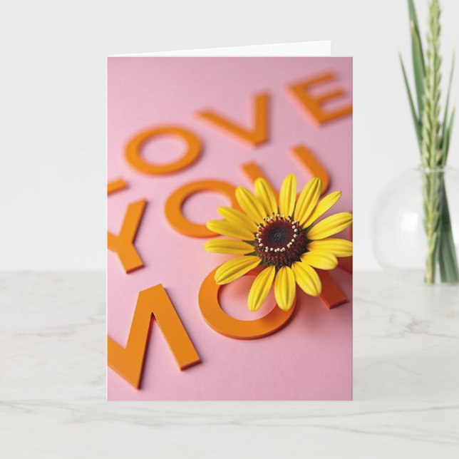 Carte Fleur en Lettres Bloquées (Devant)