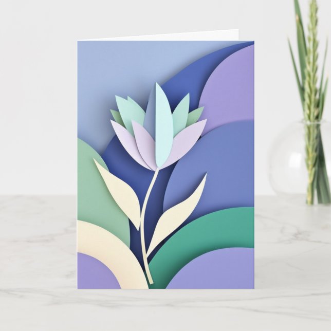 Carte Fleur en papier stylisée (Devant)