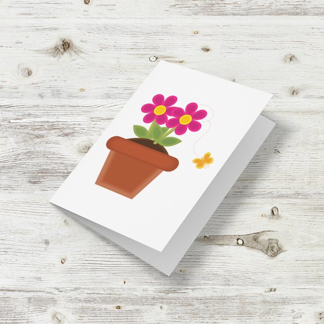 Carte Fleur en Pot et Papillon (Créateur téléchargé)