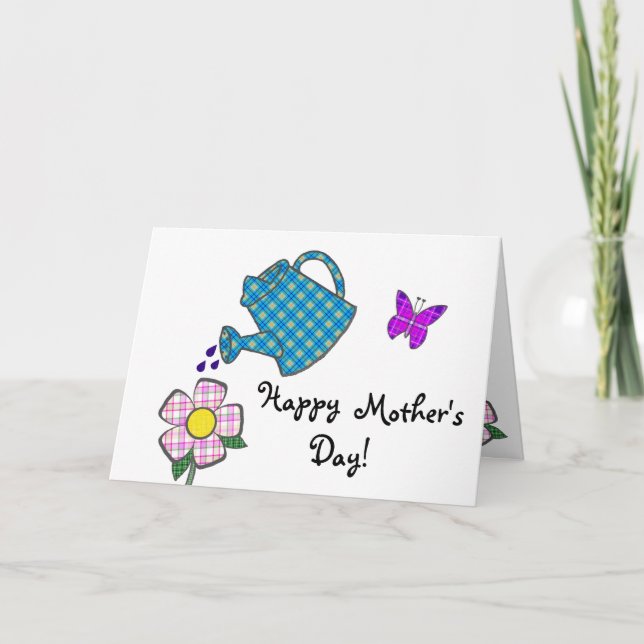 Carte Fleur espiègle de plaid pour la mère (Devant)