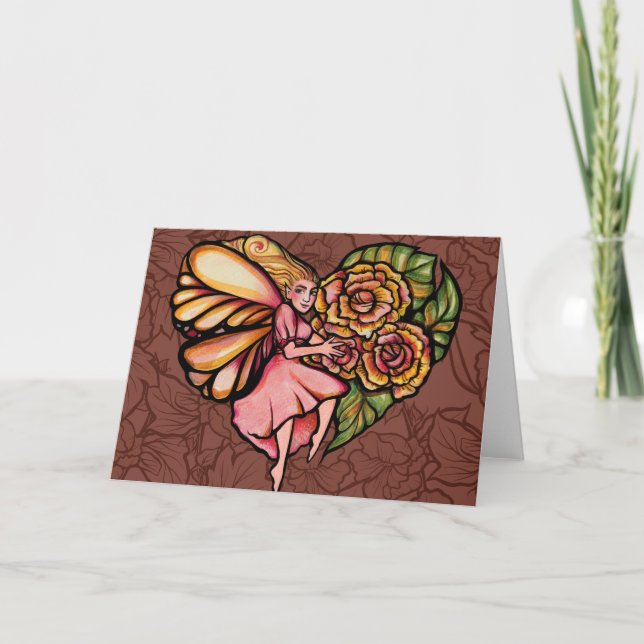 Carte Fleur Fée Jardin Fleurs Coeurs Fleurs Fées (Devant)