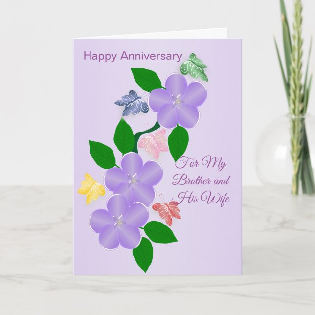 Carte Fleur Frère Et Femme Anniversaire Personnalisé (Devant)